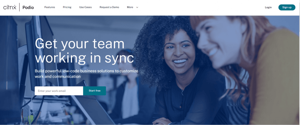 Podio's home page