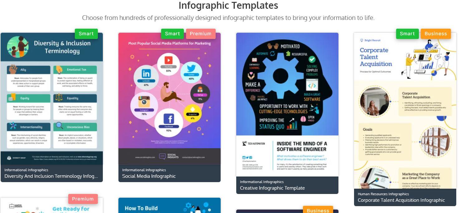 Venngage — a free infographic maker that offers various pitch deck designs