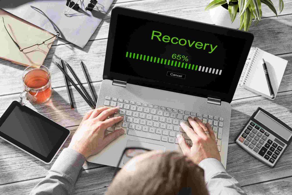 Data backup restoration recovery restore browsing plan network corporate networking reserve business concept - stock image